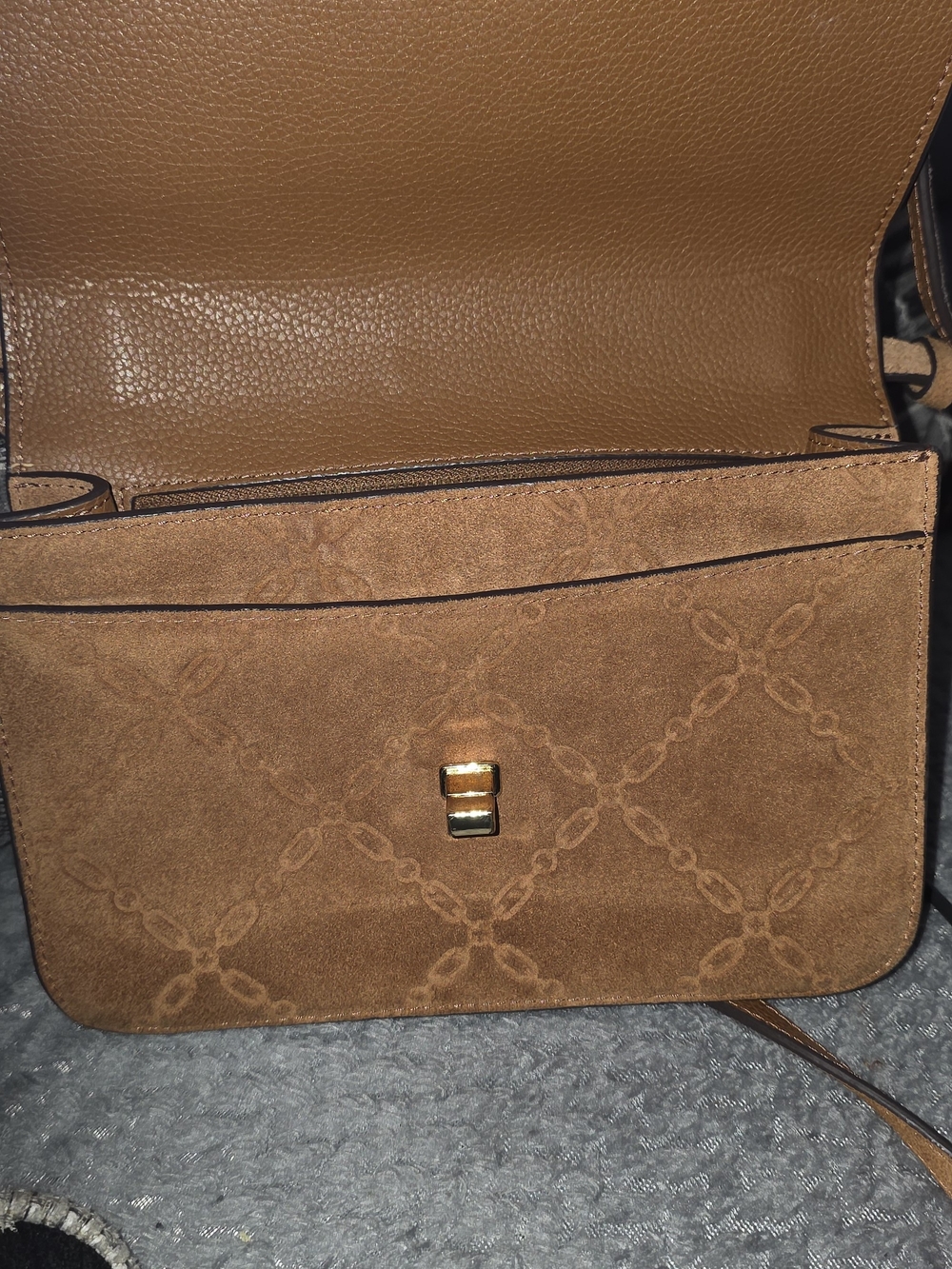 Ralph Lauren Cognac Suede Chain-Accent Shoulder Bag - Picture 4 of 8
